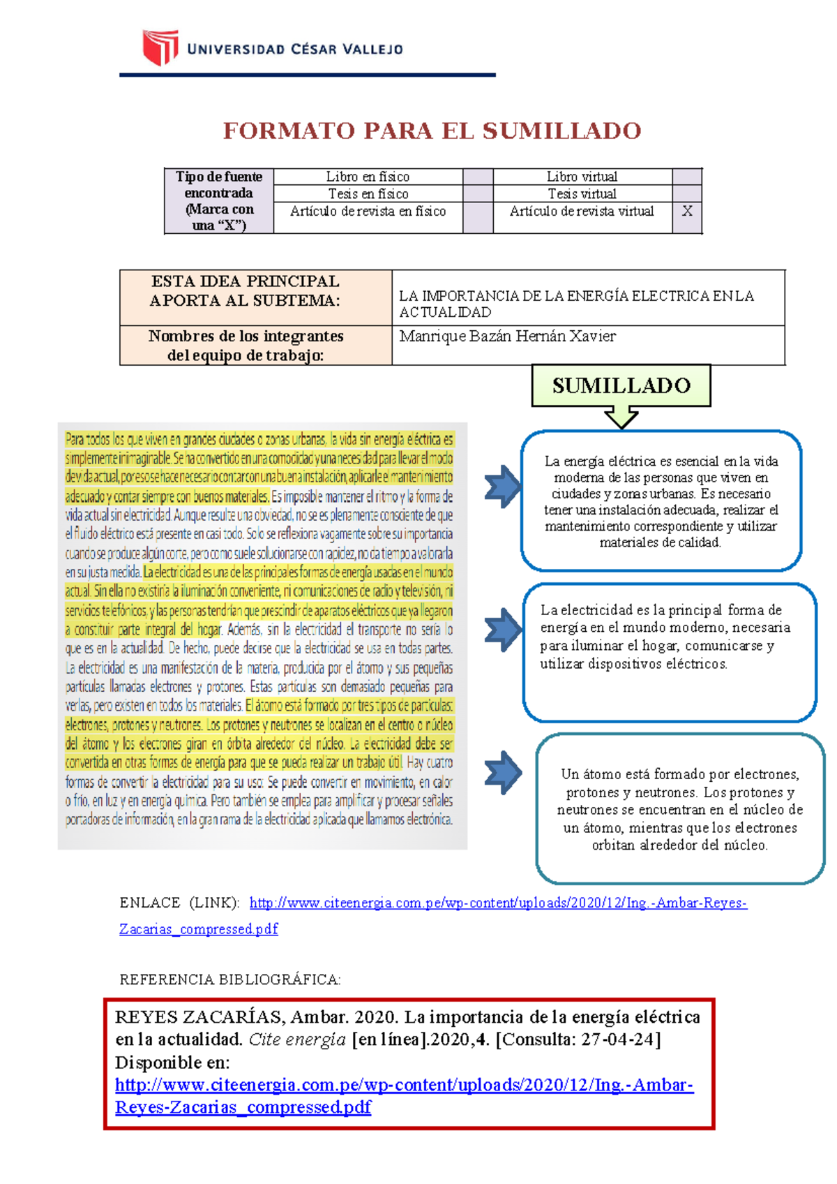 S03 Formato PARA Ficha DE Resumen - FORMATO PARA EL SUMILLADO Tipo de ...