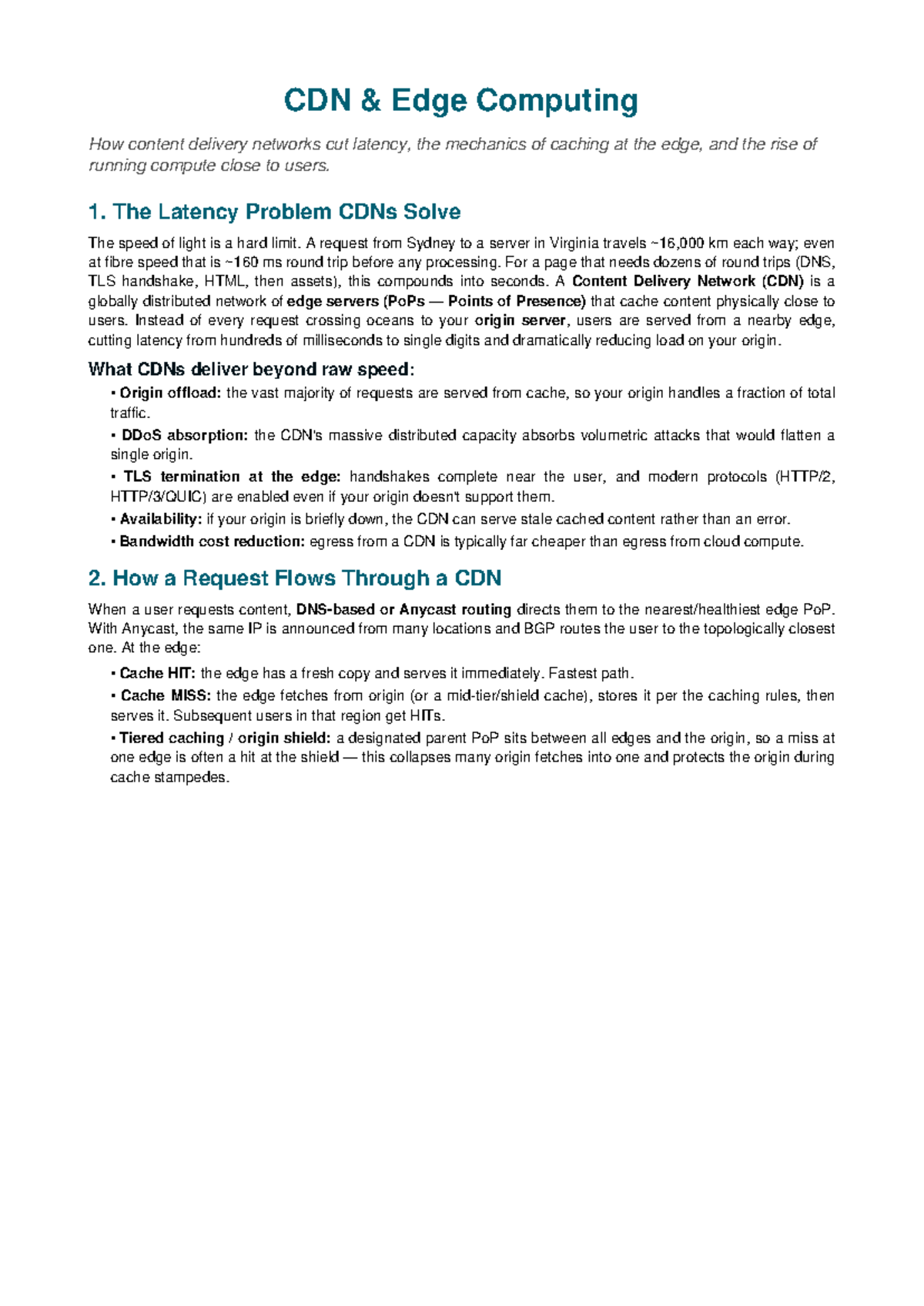 CDN Edge Computing Notes: Reducing Latency & Caching Mechanics - Studocu