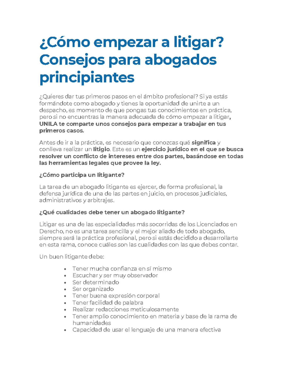 Guía para Abogados Novatos: Cómo Empezar a Litigar Juicios - Studocu