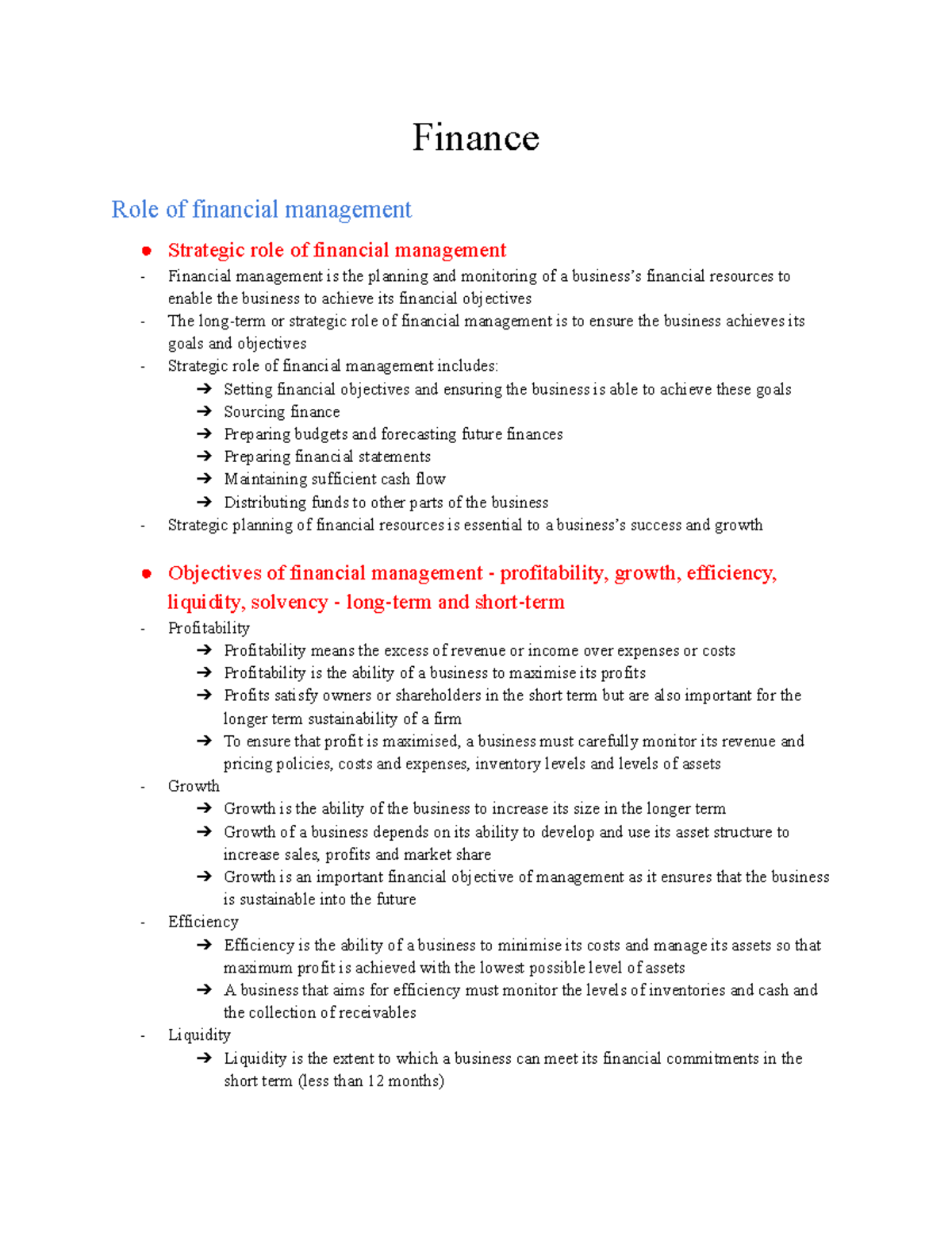 FINC 101: Strategic Role of Financial Management Overview - Studocu