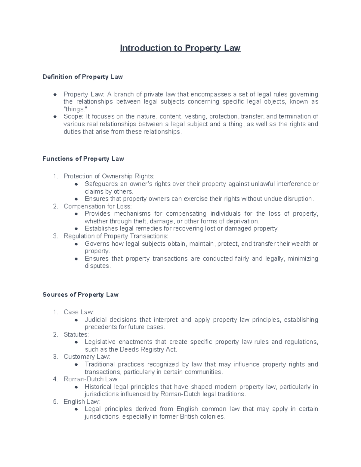 Property Law Overview for 2025: Key Concepts & Principles - Studocu