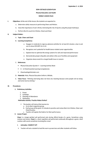 Semi - detailed Lesson plan - August 26 - 30, 2024 SEMI–DETAILED LESSON ...