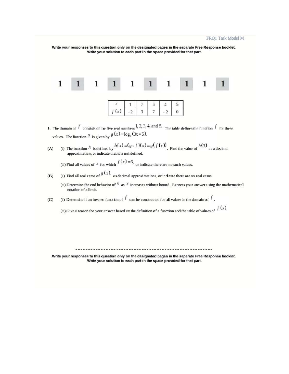 FRQ1 Task Models AP Precalculus Exam Prep - Comprehensive Solutions ...