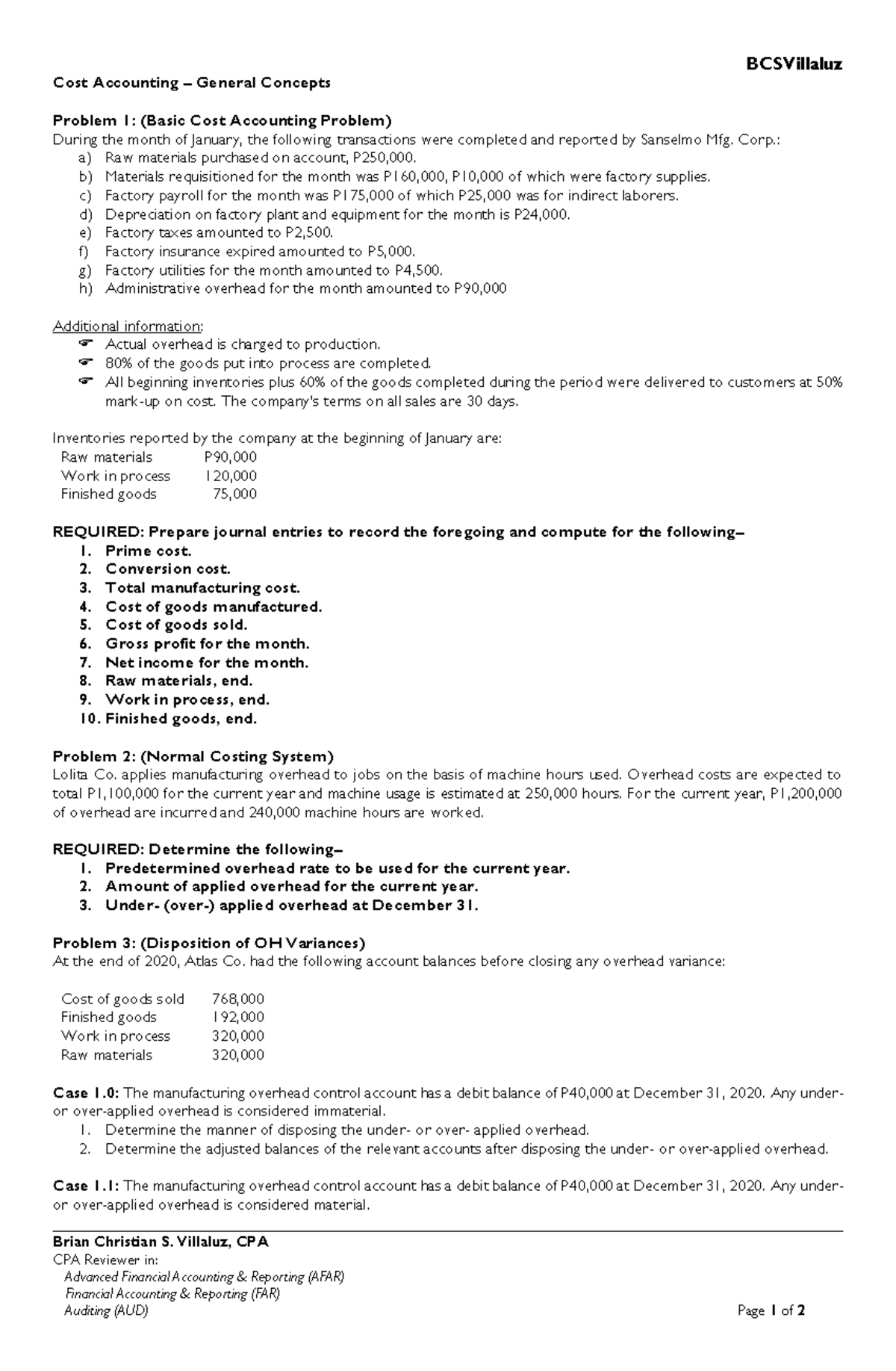 Cost Accounting Concepts and Applications - YT Analysis Guide - Studocu