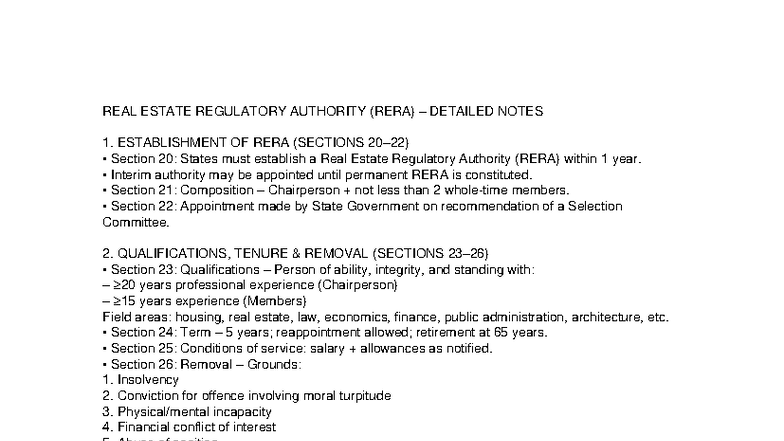 Deed summaryyyy - REAL ESTATE REGULATORY AUTHORITY (RERA) – DETAILED ...