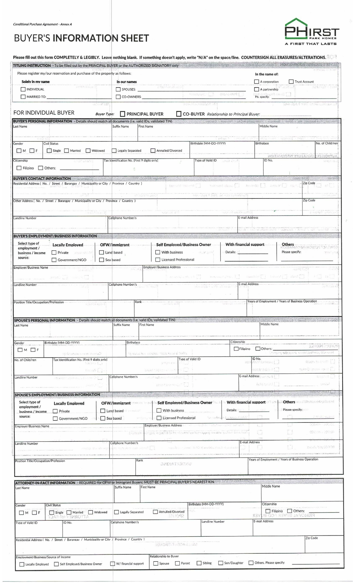 BIS1 Conditional Purchase Agreement Info Sheet for Park Homes - Studocu