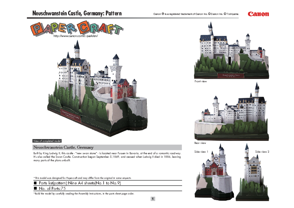 Neuschwanstein Castle, Germany: Papercraft Assembly Guide - Studocu