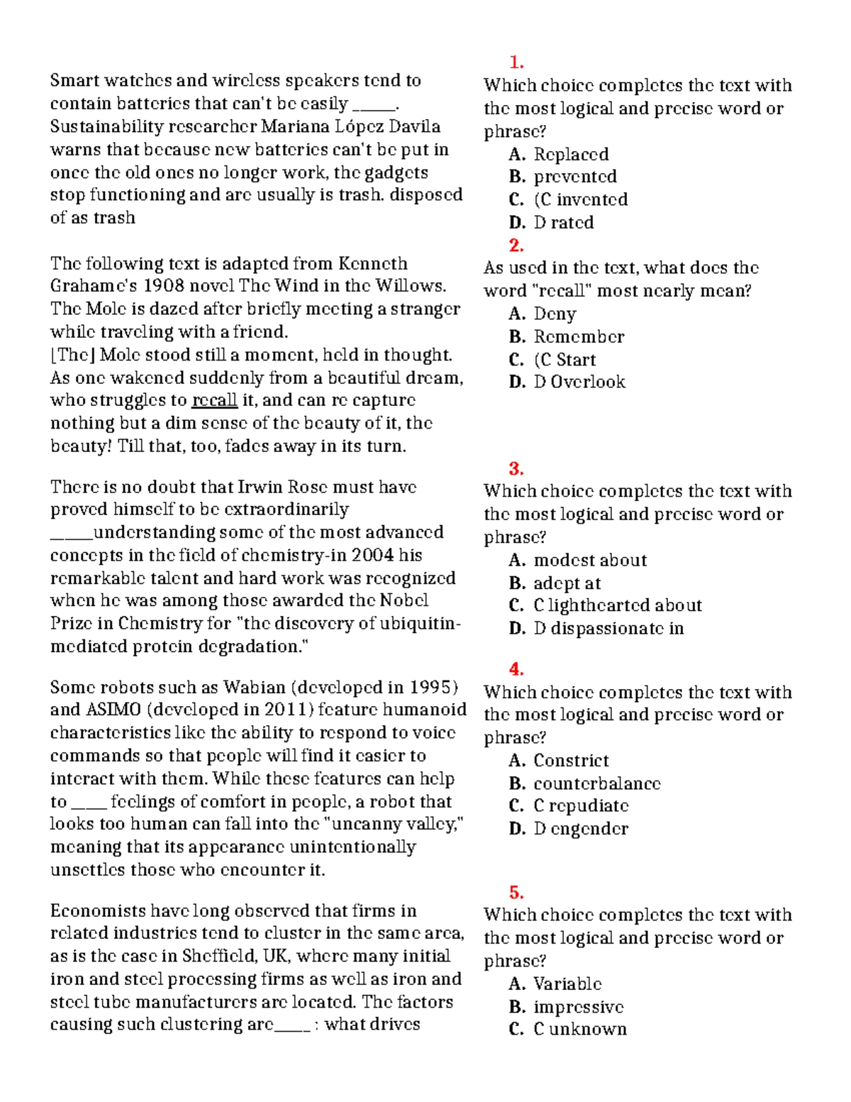 SAT Exam Practice Questions and Solutions - Studocu