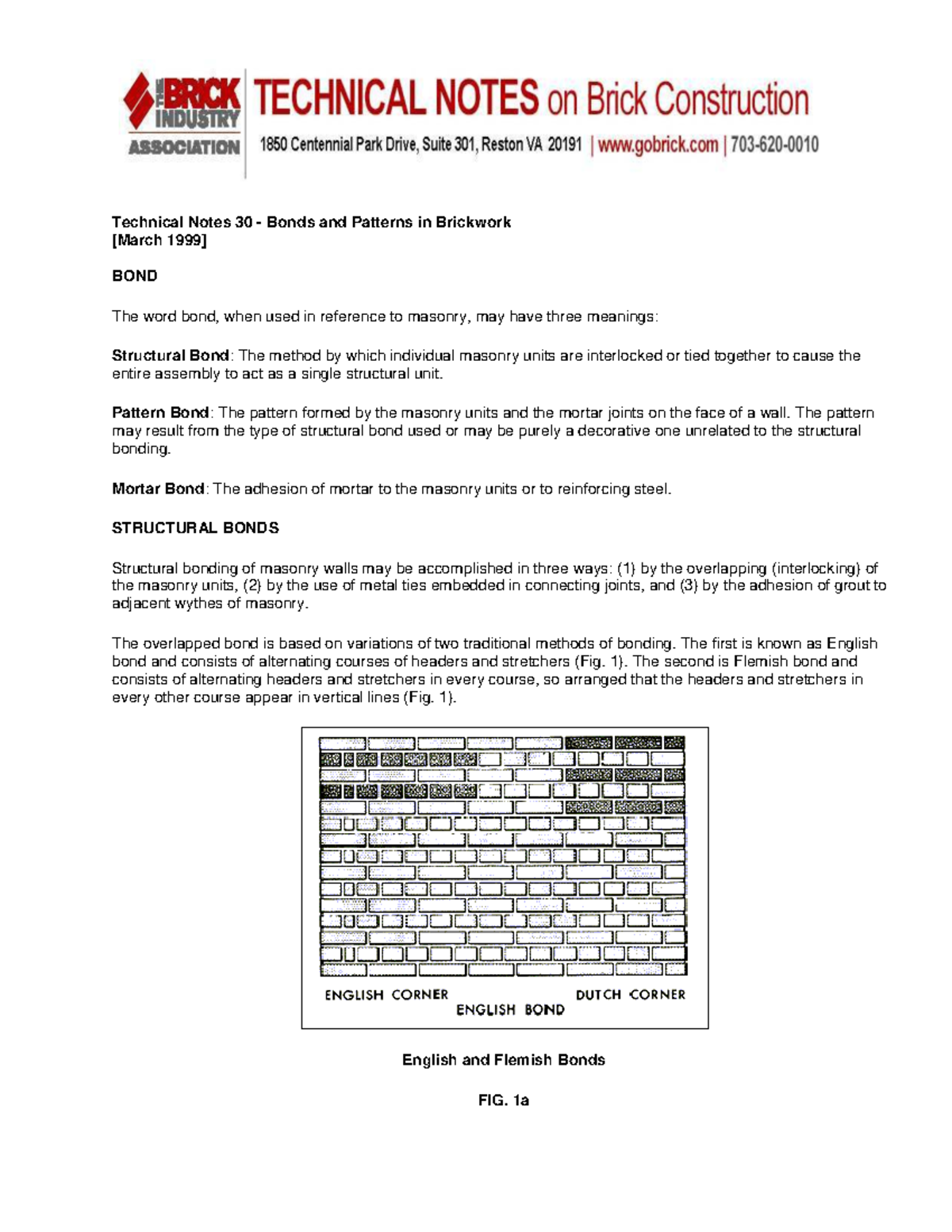 Technical Notes: 30 Bonds & Patterns in Brickwork - Studocu