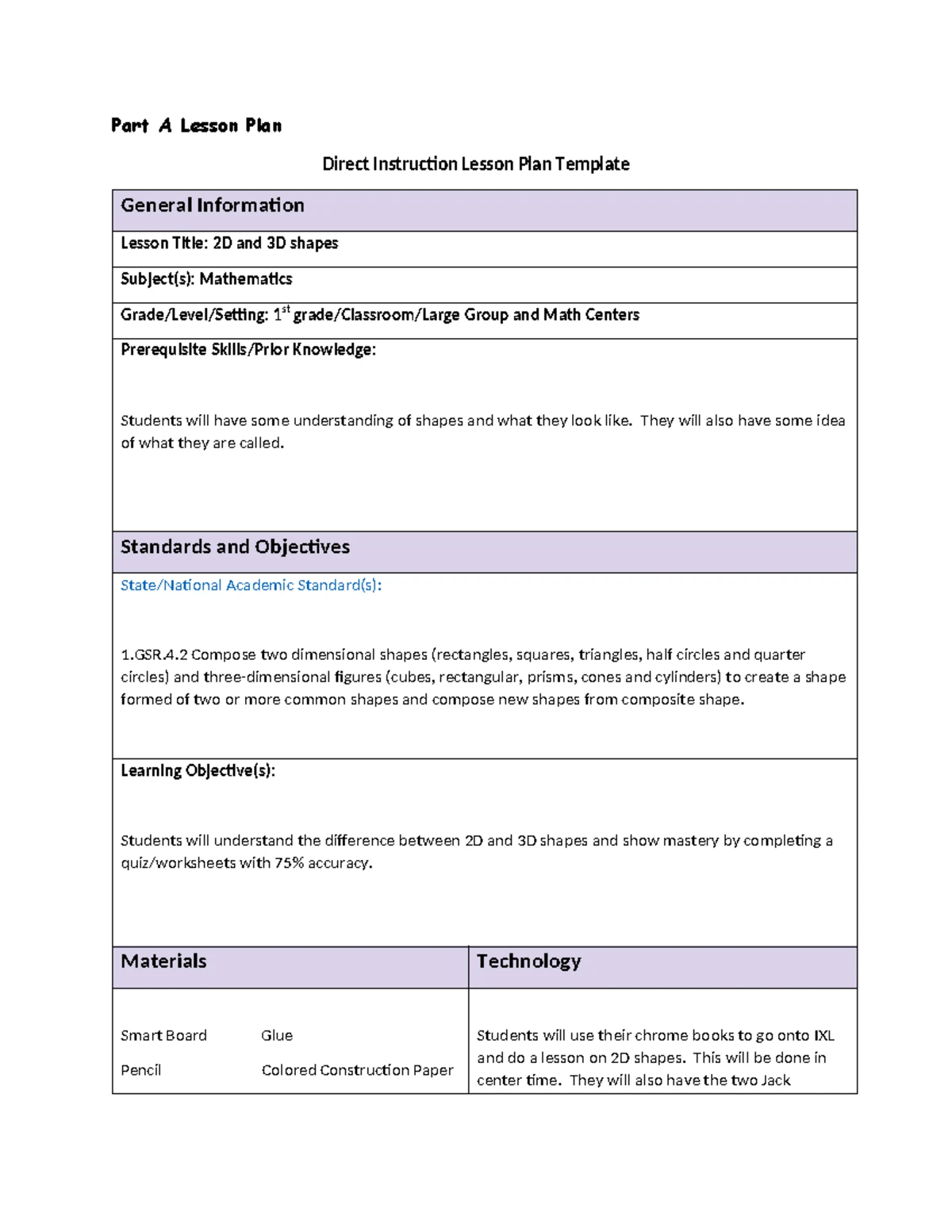 LSM3 Task 1 Language Arts Instruction Lesson Plan - Create an original ...