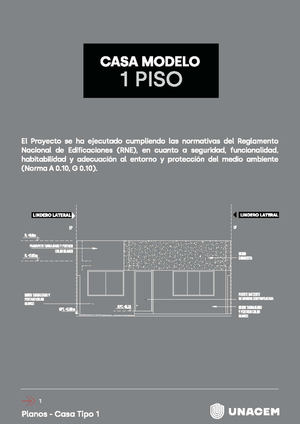 Planos y Detalles de la Casa Modelo 1 Piso - UNACEM - Document Preview