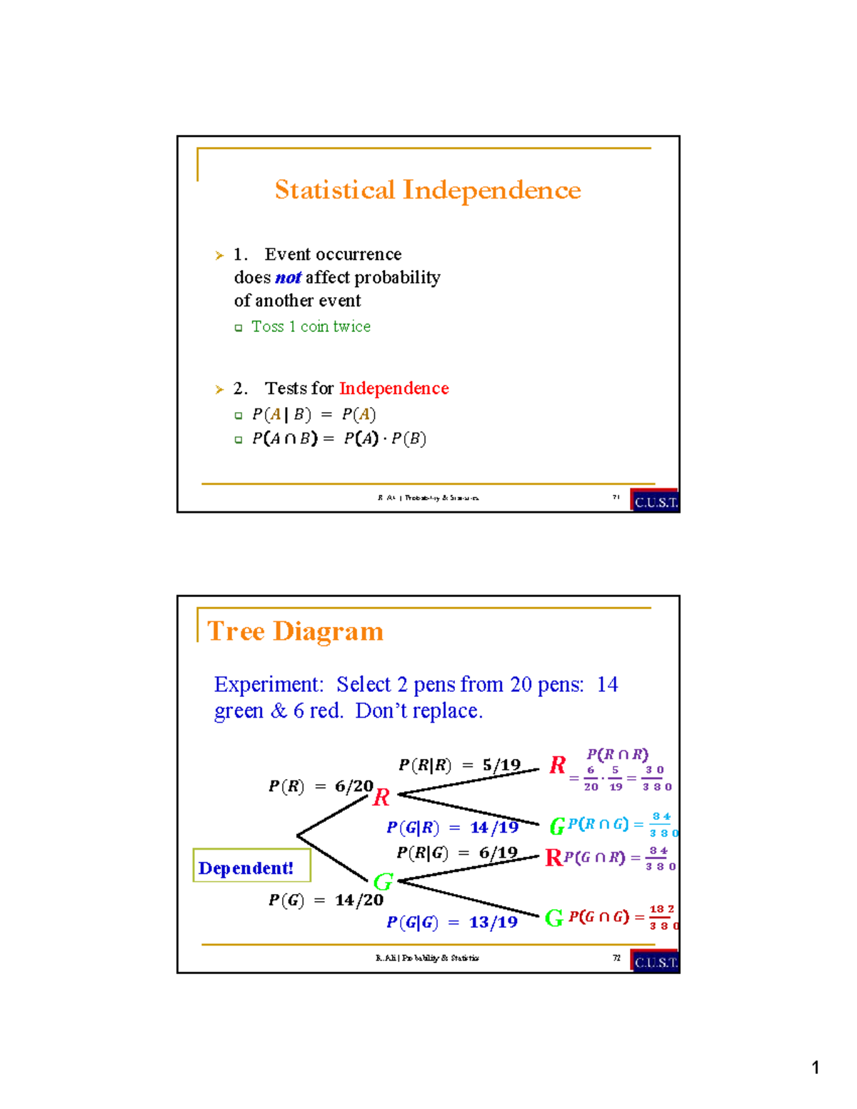 Prob Stat L 16 - Understanding Event Independence in Statistics - Studocu