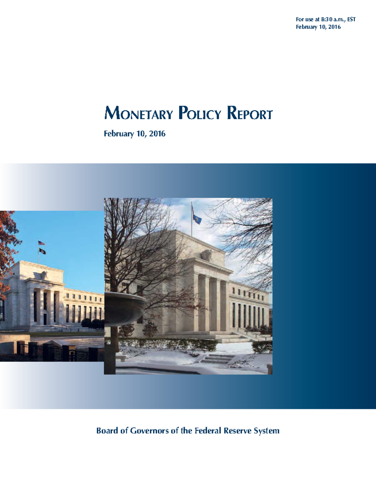 Monetary Policy Report - February 2016 (MPR 2016) - Studocu