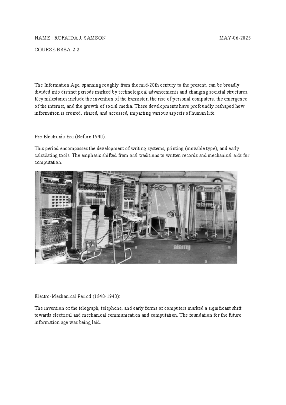 The Information Age: Key Milestones and Societal Changes - Studocu