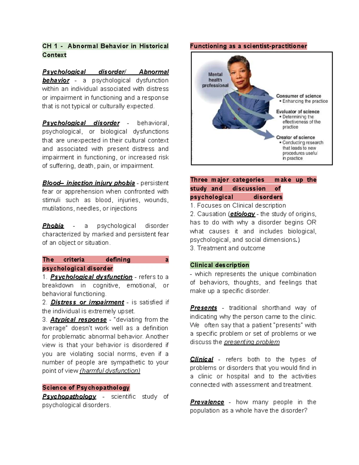 ABPS311 - Prelim Reviewer on Abnormal Psychology Concepts - Studocu