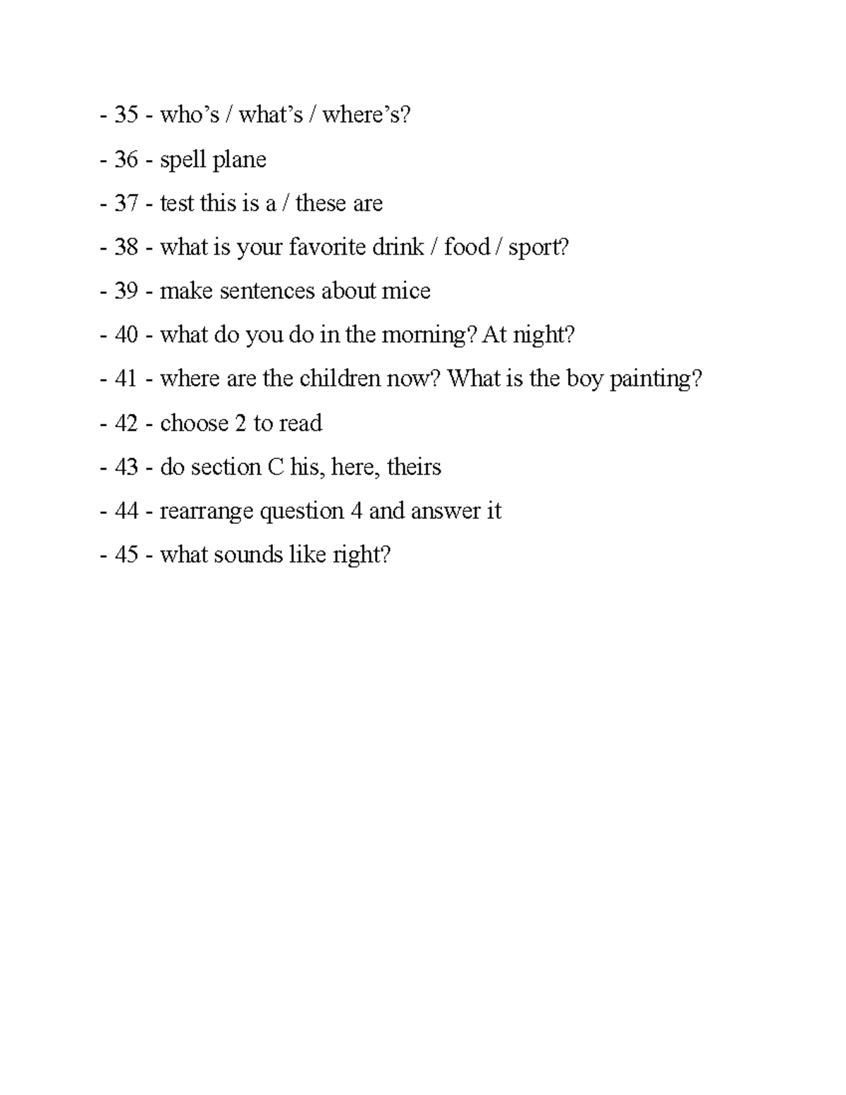35 36 Spell Plane Test: Fun Questions & Sentence Making Activities ...