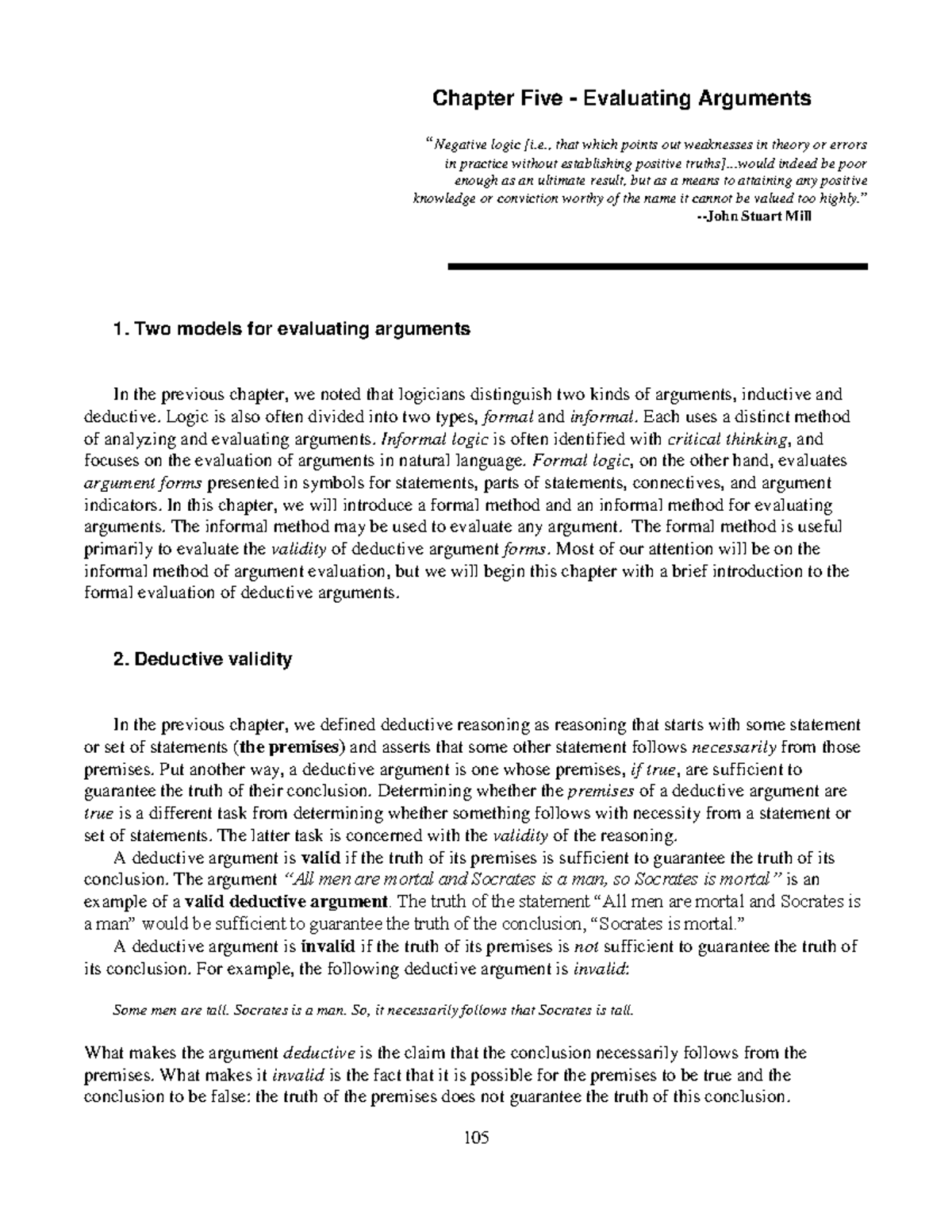 Evaluating arguments - For critical reading - 105 Chapter Five ...