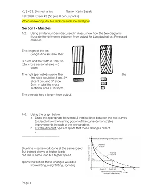KRS 463 - Exam 3 Review: Key Topics in Biomechanics 2024 - Studocu
