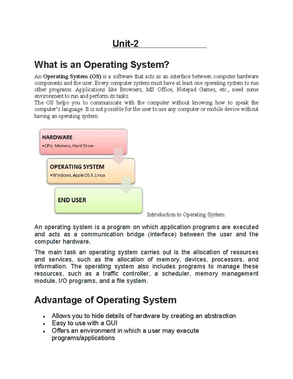 FCET-Unit 2: Understanding Operating Systems and Their Functions - Studocu
