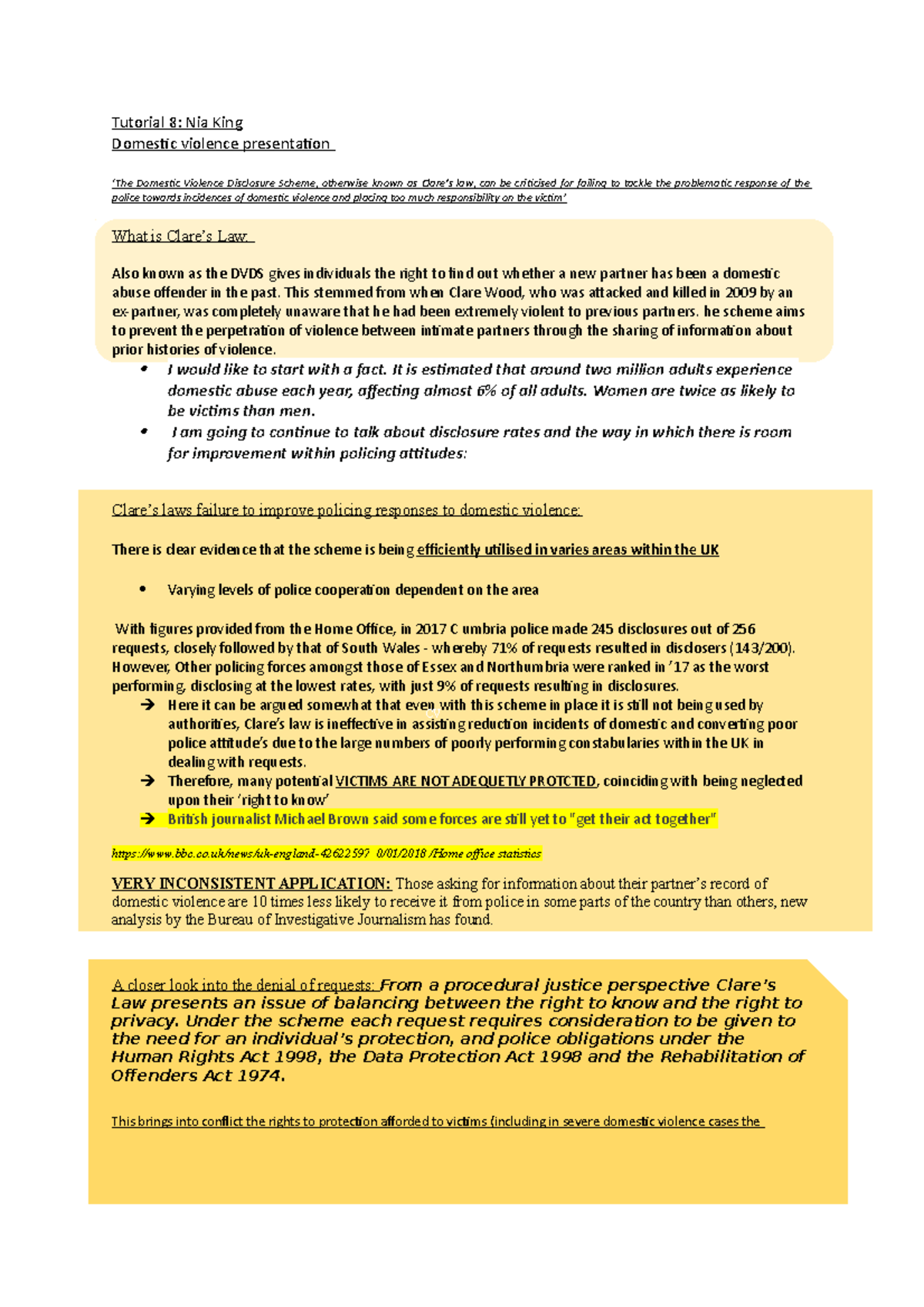 Tutorial 8 - Domestic Violence Presentation & Clare's Law Analysis ...