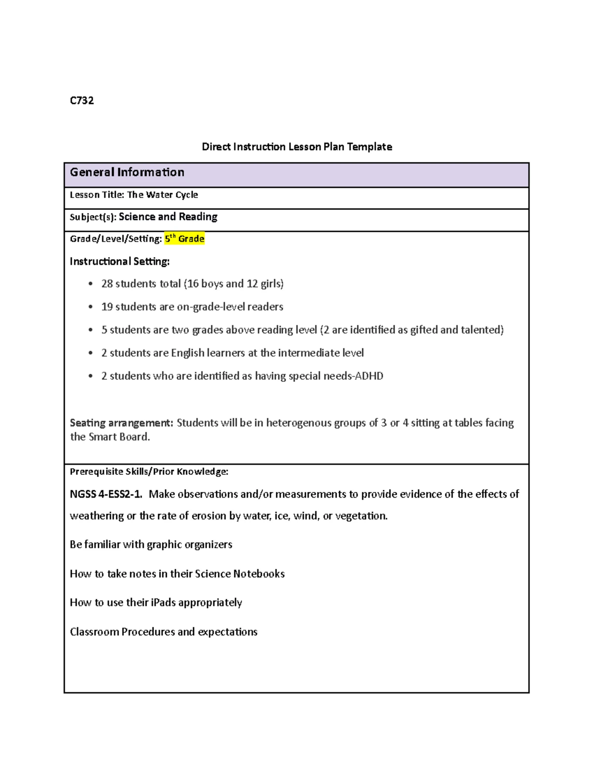 C732 Task 1 - Understanding Place Value Lesson Plan for 1st Grade - Studocu