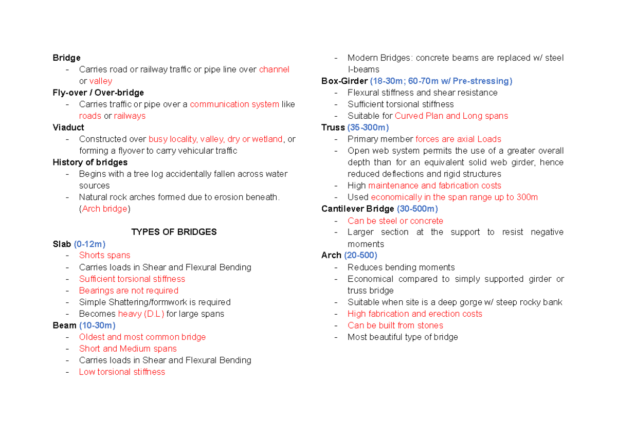 Bridge Engineering Reviewer - Comprehensive Study Notes - Studocu
