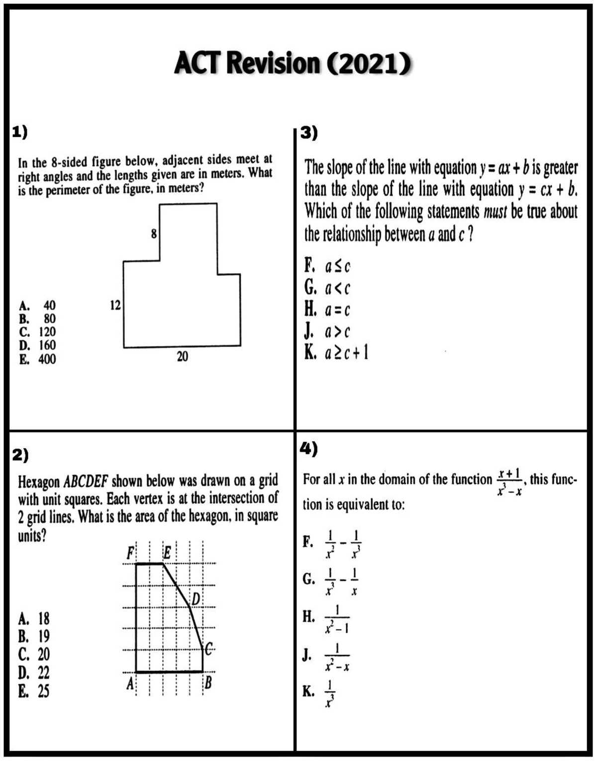 ACT revision notes (2021) for mathematics concepts and problems - Studocu