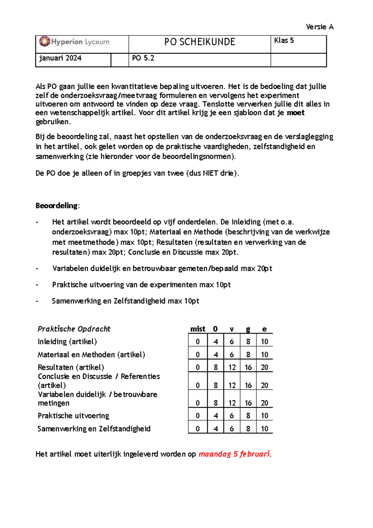 PO Scheikunde Klas 5 - Onderzoek Maagzuurbeperkende Stoffen 2023-2024 ...