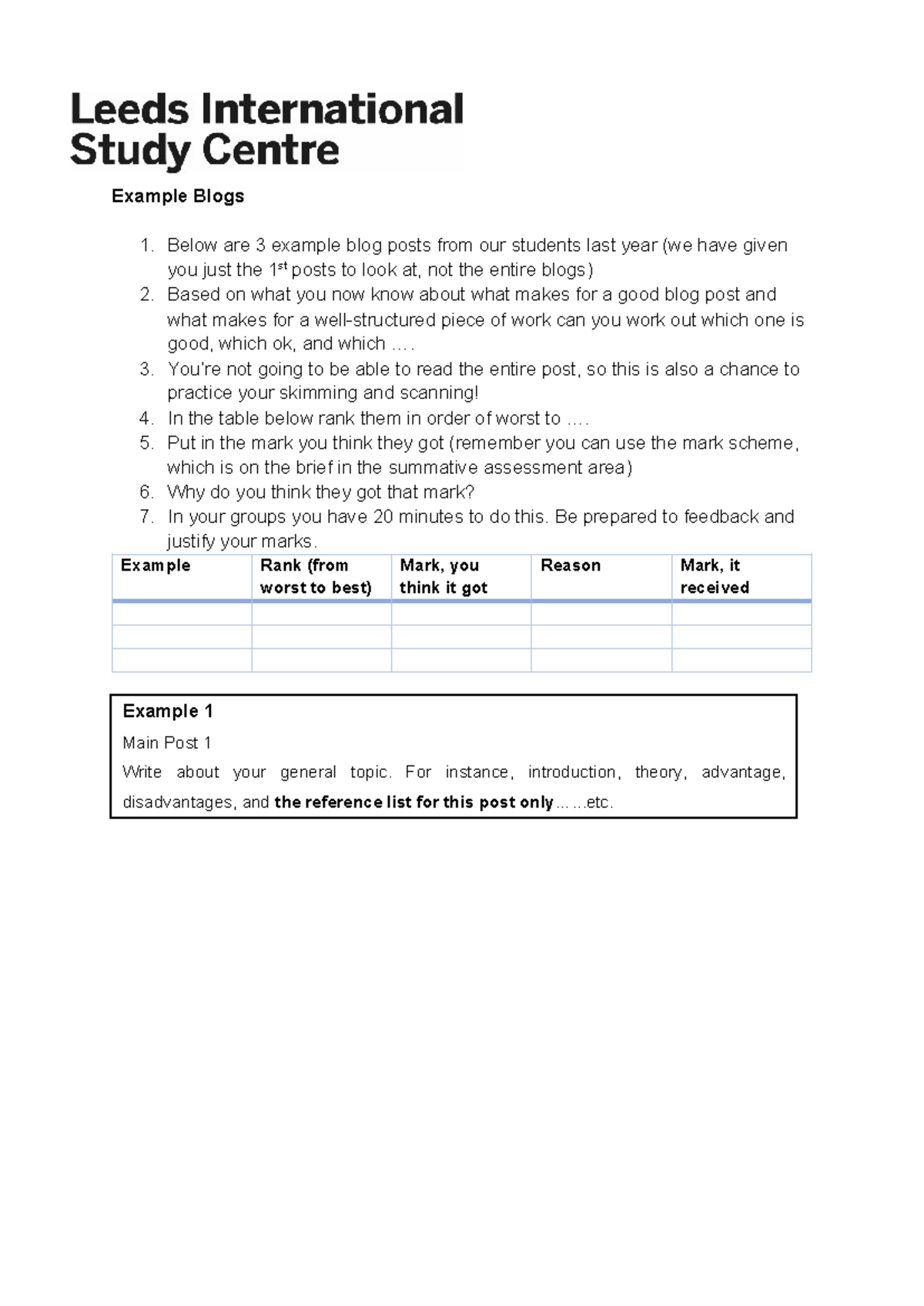 Example Blog Posts - Analysis and Ranking of Student Work - Studocu