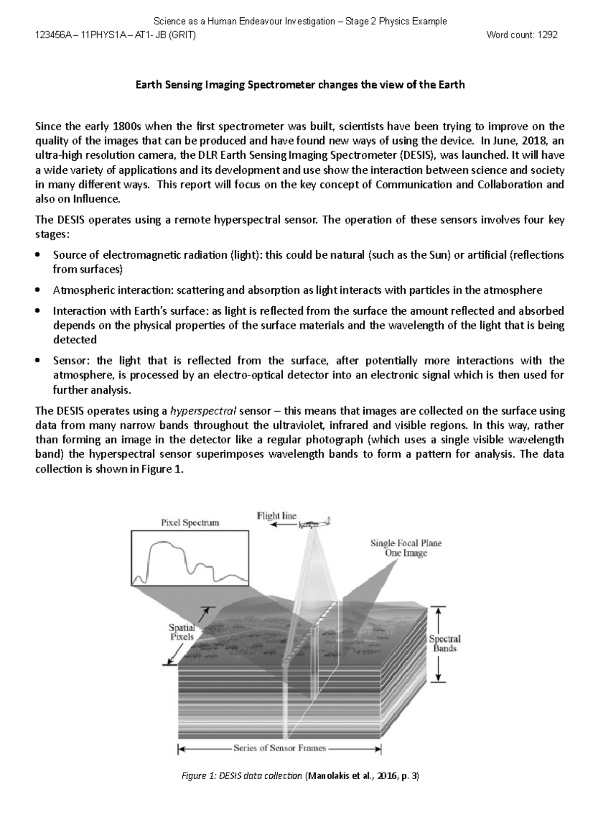 11PHYS1A - DLR Earth Sensing Imaging Spectrometer Overview Essay - Studocu