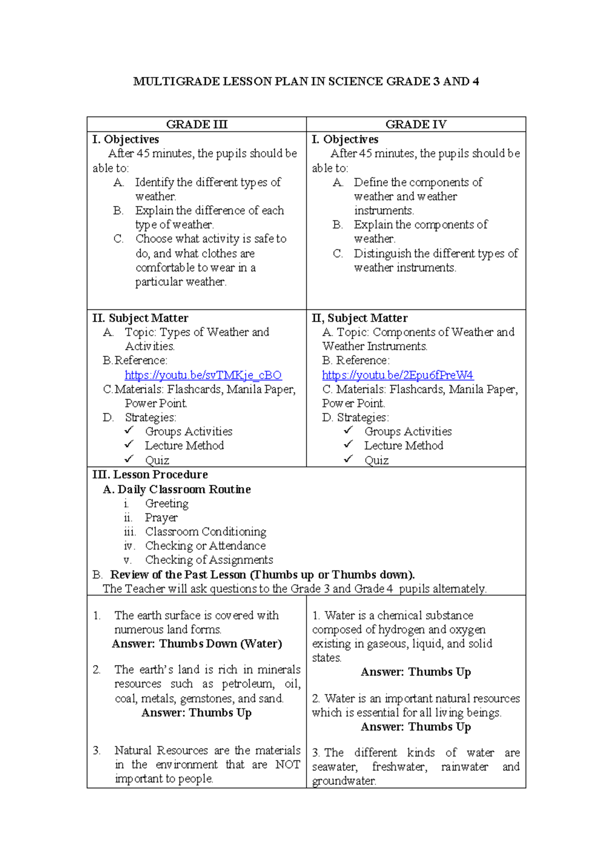 578113865 - Multigrade Lesson Plan: Science for Grades 3 & 4 - Studocu