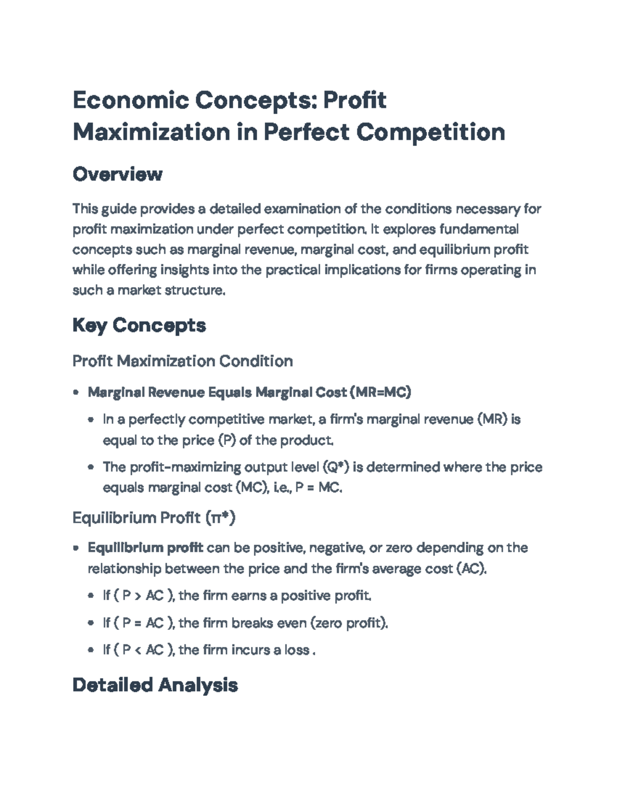 Profit Maximization in Perfect Competition: Key Concepts and Analysis ...