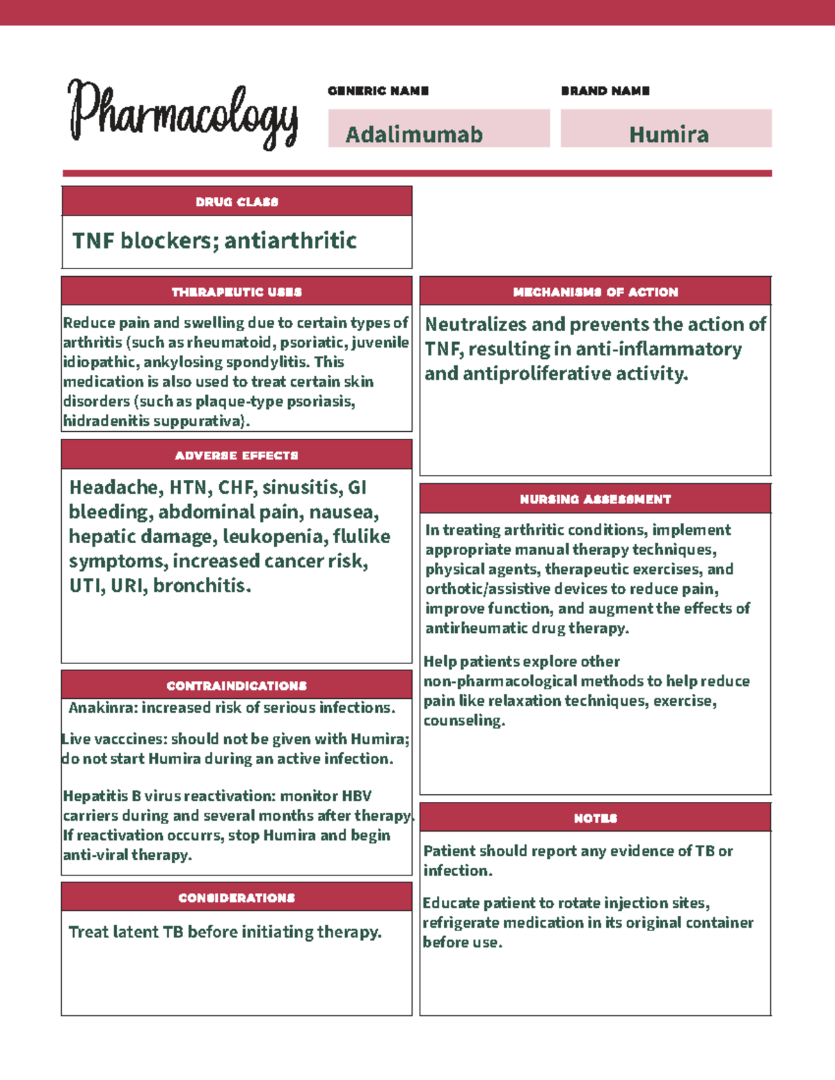 Humira (Adalimumab) Drug Card: TNF Inhibitor for Arthritis Treatment ...