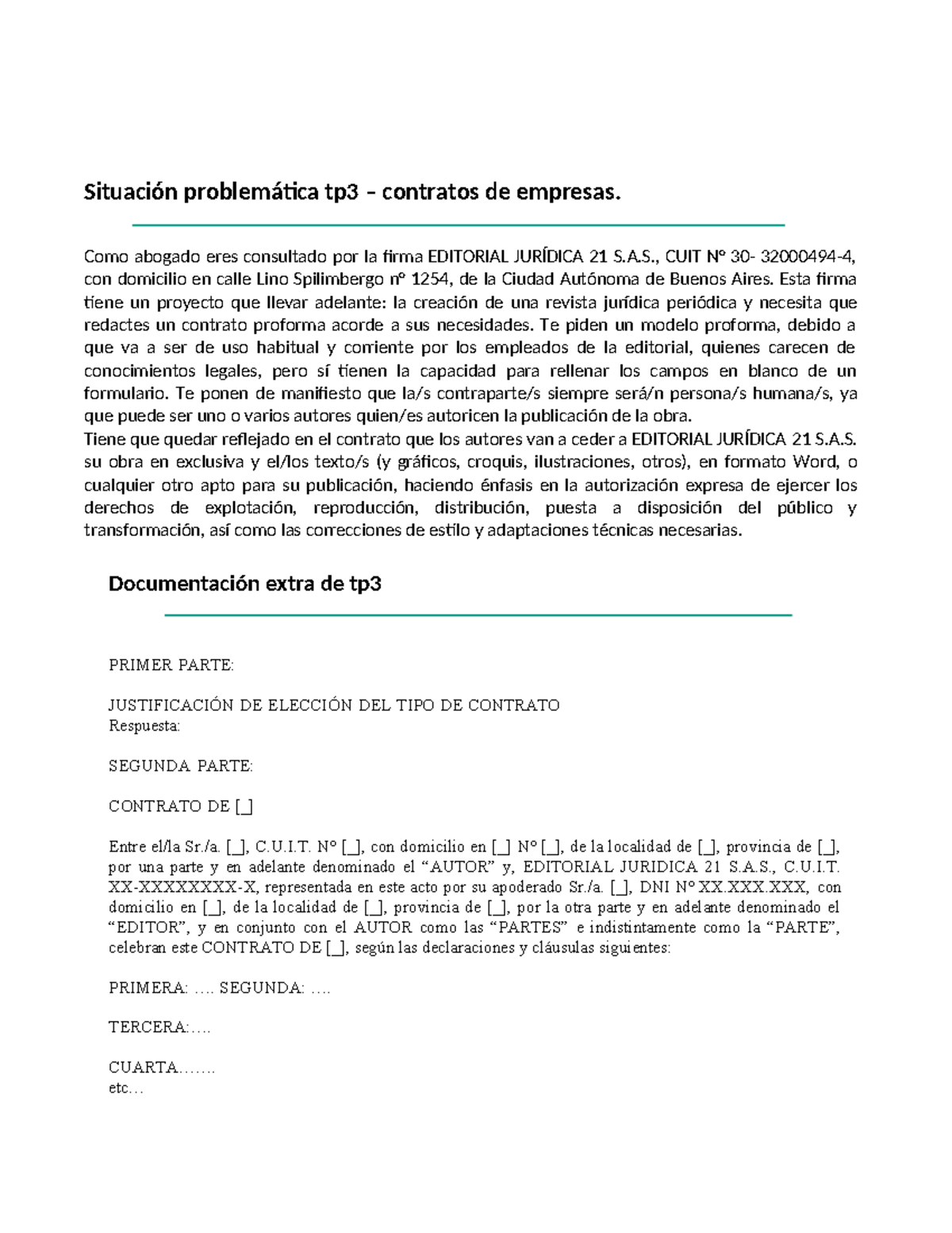 TP3 - Contrato Proforma para Editorial Jurídica 21 S.A.S. - Studocu