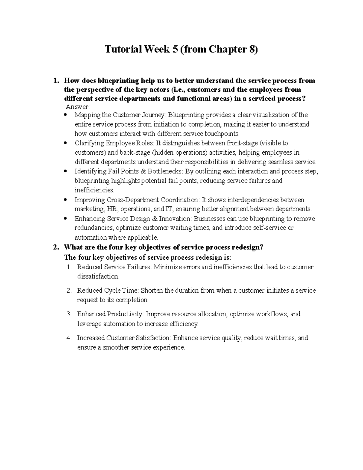 Tutorial Week 5: Understanding Service Process Blueprinting - Chapter 8 ...