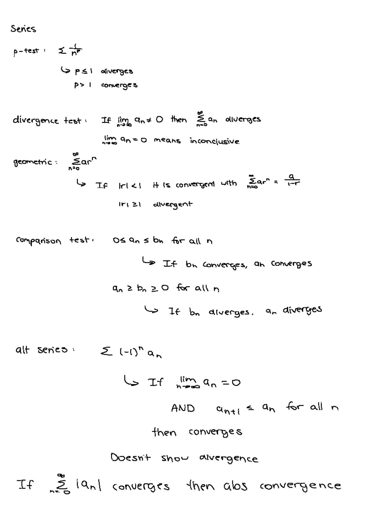 MATH1051 Final Exam Notes on Series and Matrices - Studocu