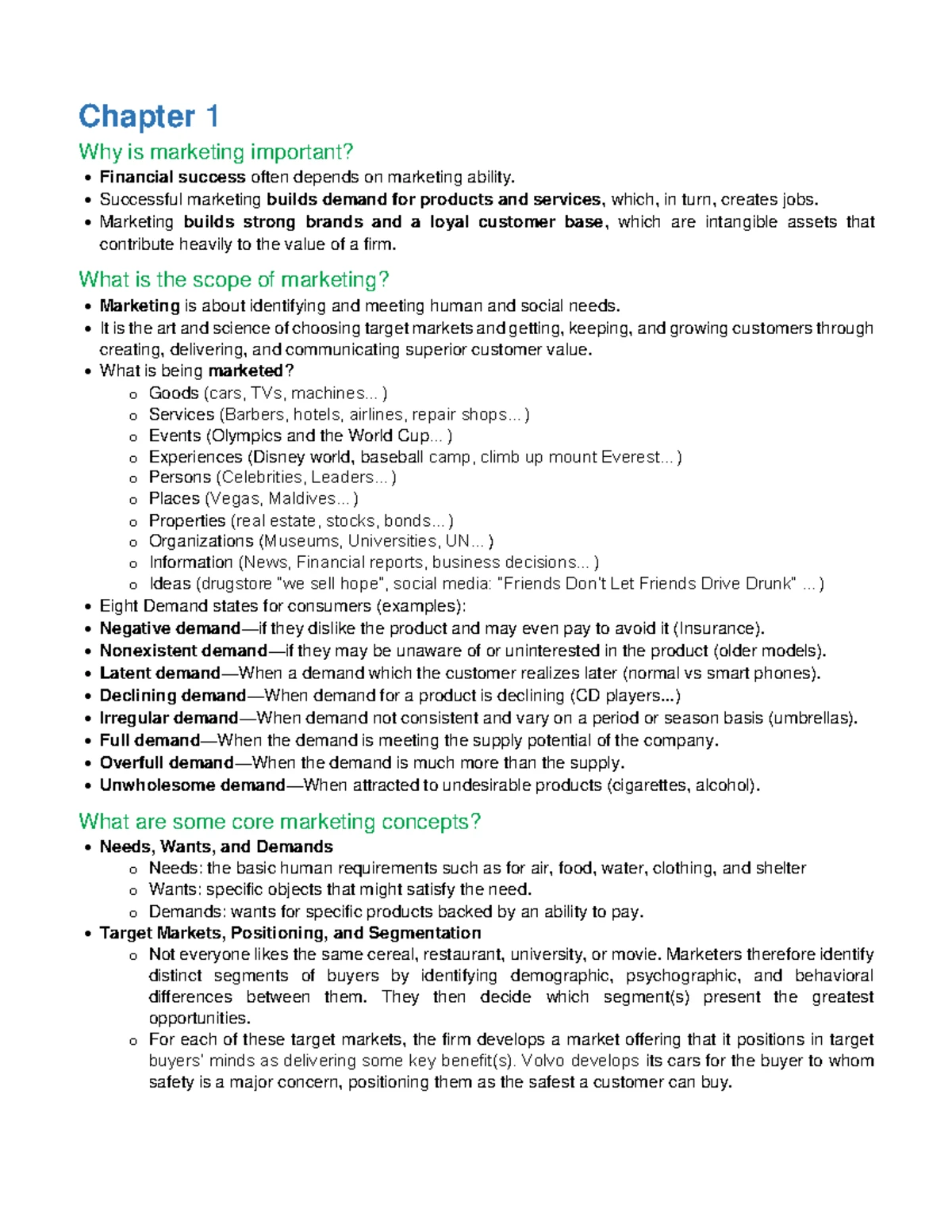 Chapter 3 - summary of CH3 - Marketing Management - Chapter 3 ...