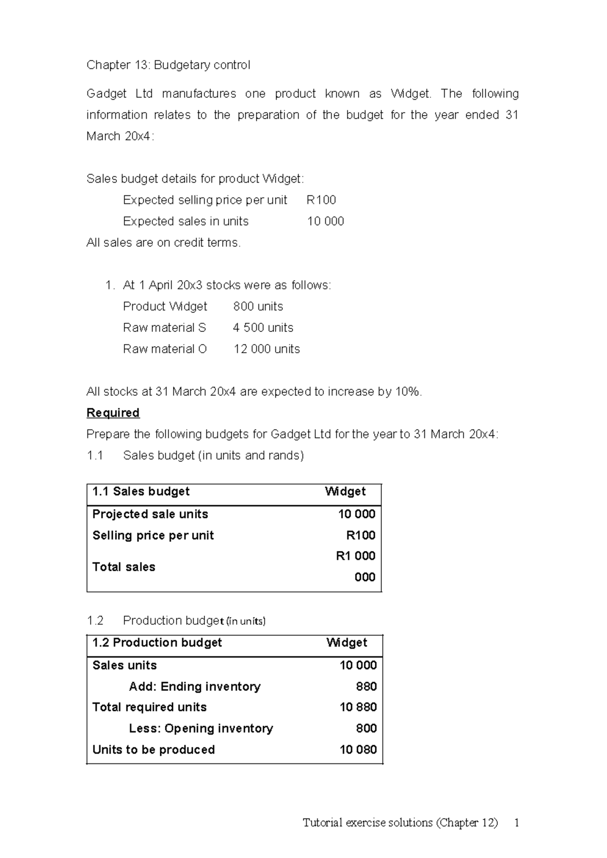Chapter 13: Budgetary Control and Cash Management Examples - Studocu