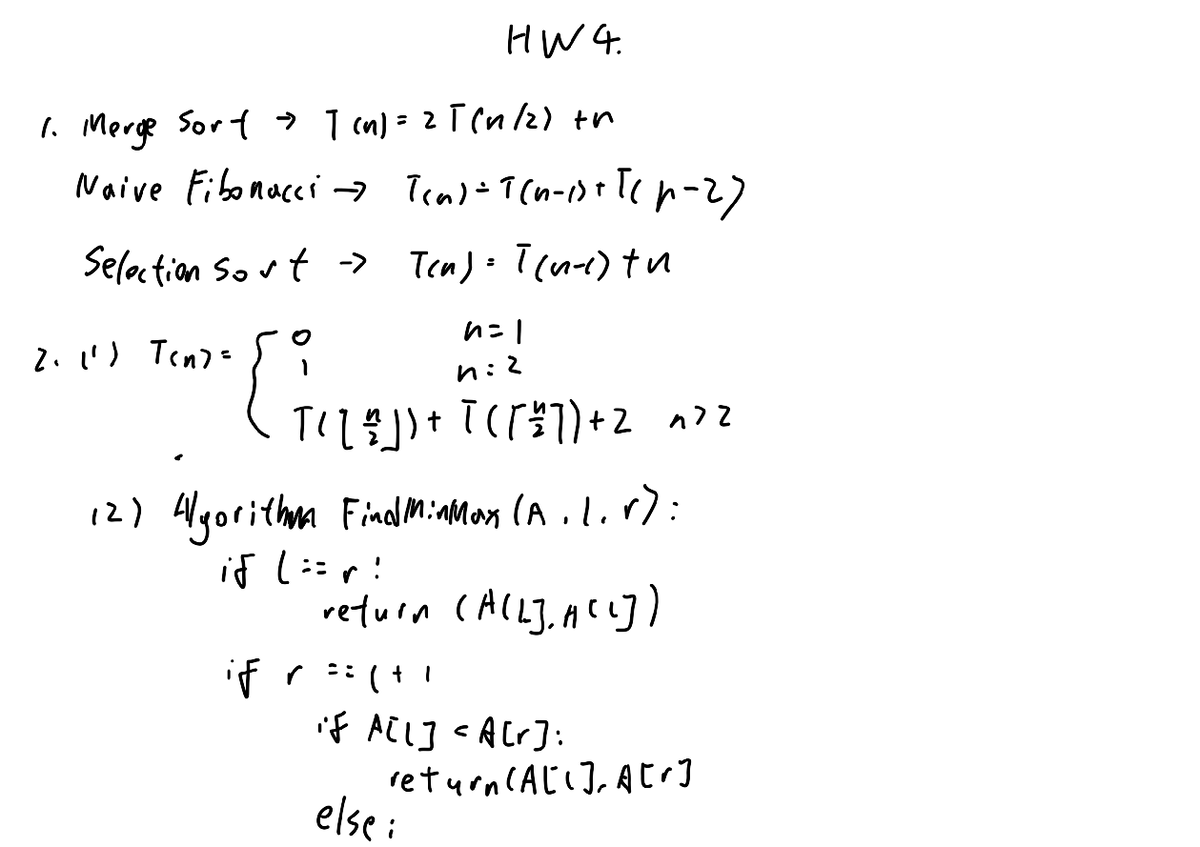 HW4: Merge Sort, Naive Fibonacci, and Selection Sort Analysis - Studocu