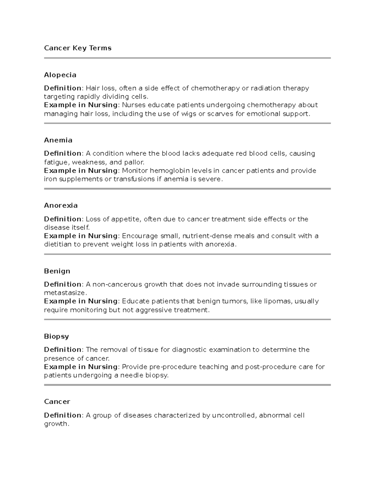 Cancer Key Terms: Nursing Insights on Key Definitions and Examples ...