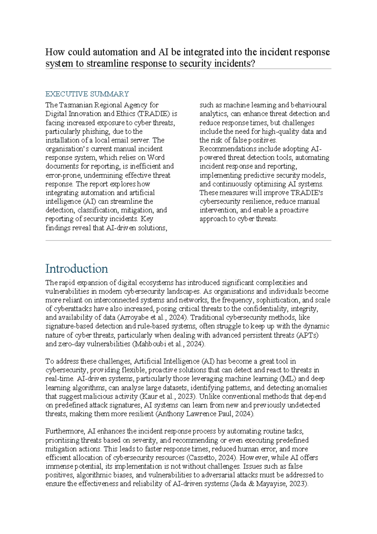 Integrating AI & Automation in Incident Response: ICT Spike Report ...