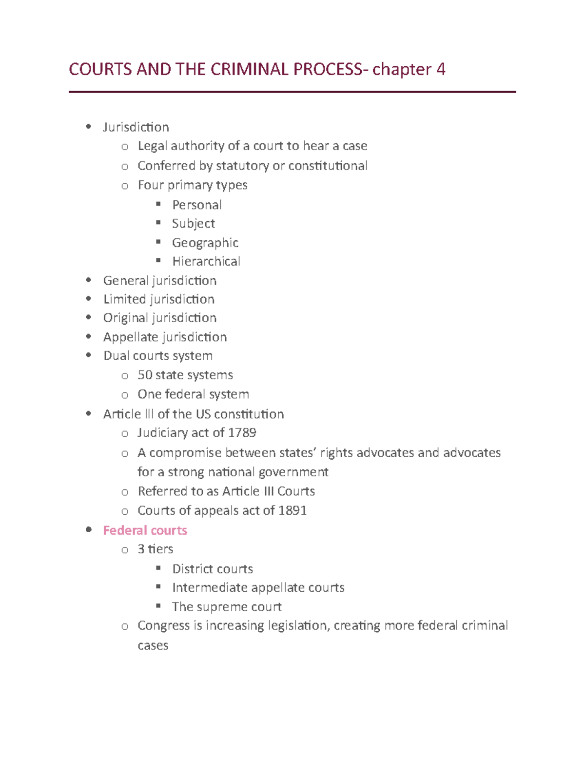 Courts and criminal process - COURTS AND THE CRIMINAL PROCESS- chapter ...