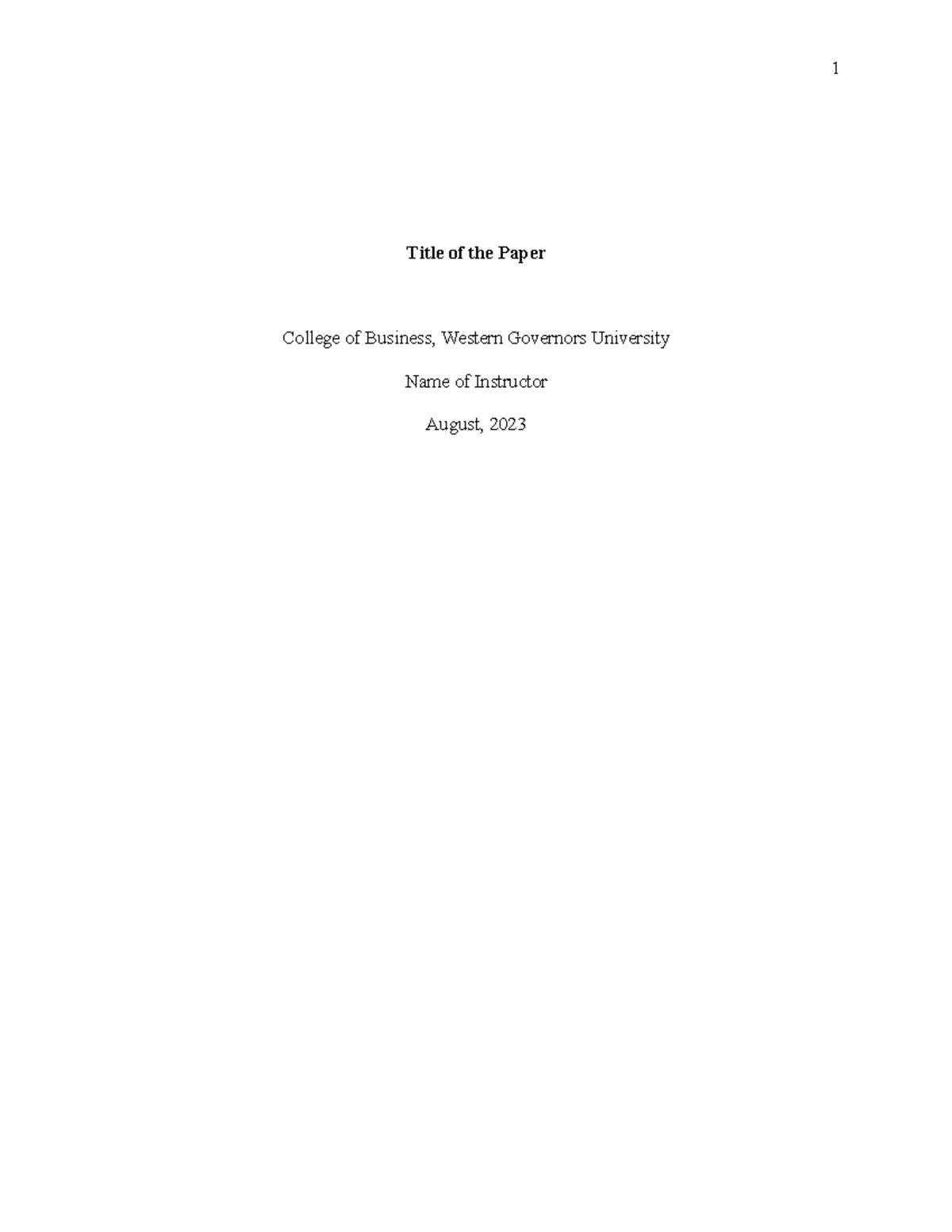 APA 7th Edition Template for Academic Papers (WGU) - Studocu