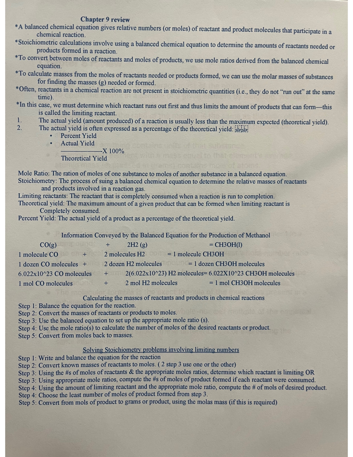 Chem 60 Chapter 9 - Stoichiometry and Balanced Equations Notes - Studocu