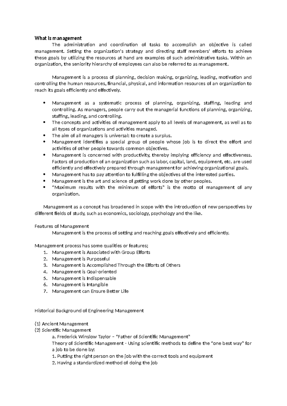 Module 1 - Introduction to Management Concepts in Engineering - Studocu