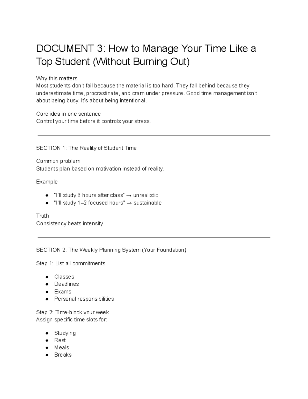 DOCUMENT 3: Mastering Time Management for Student Success - Studocu