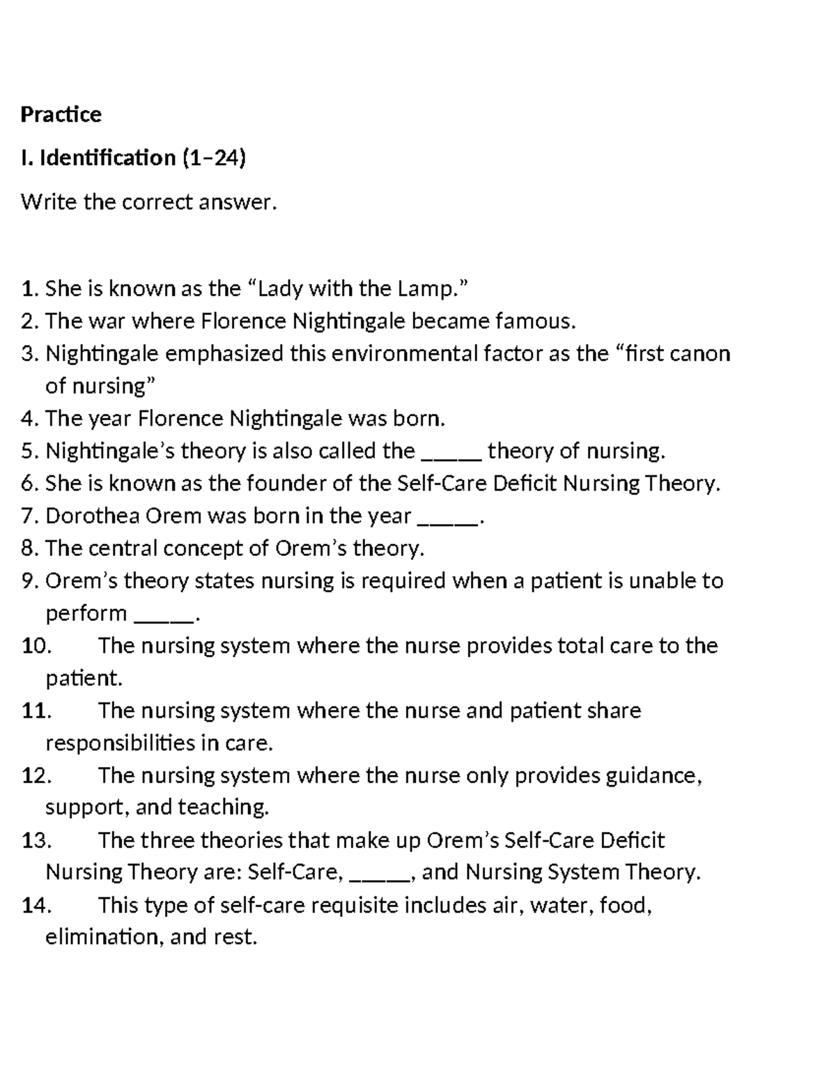 Practice Theories Identifications & Enumeration (NURS 101) - Studocu