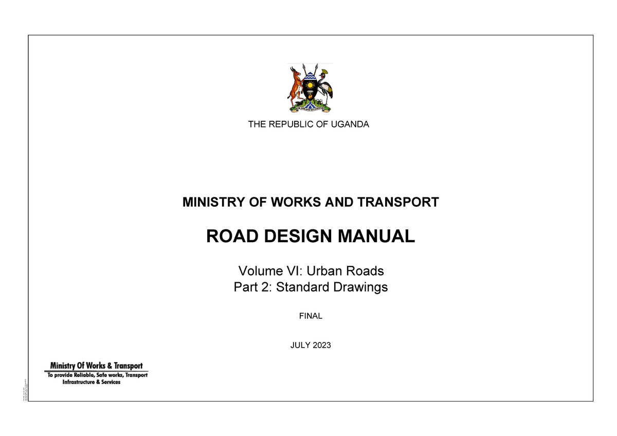 2023 UGANDA URBAN ROADS DESIGN MANUAL: STANDARD DRAWINGS - Studocu