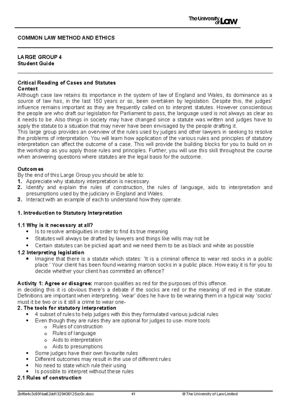 Lg 8 - Student Guide on Common Law Method & Ethics in Legal Profession ...