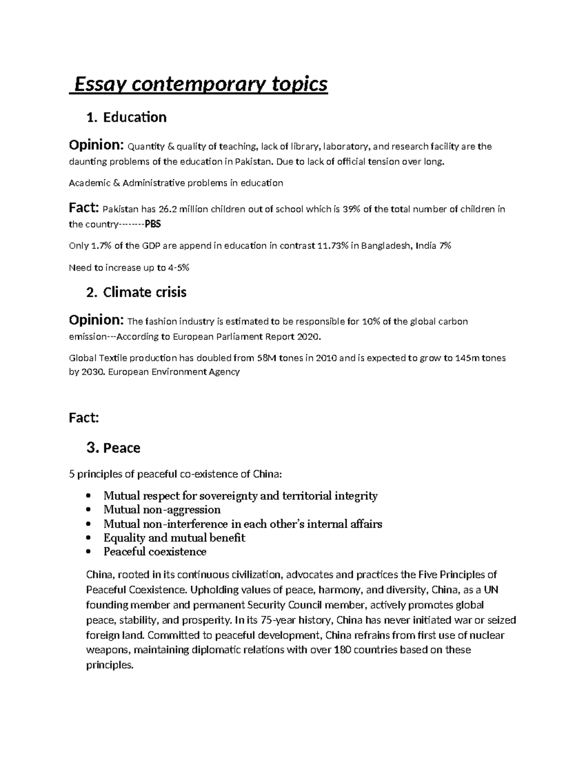 Essay contemporary topics - Education Opinion: Quantity & quality of ...